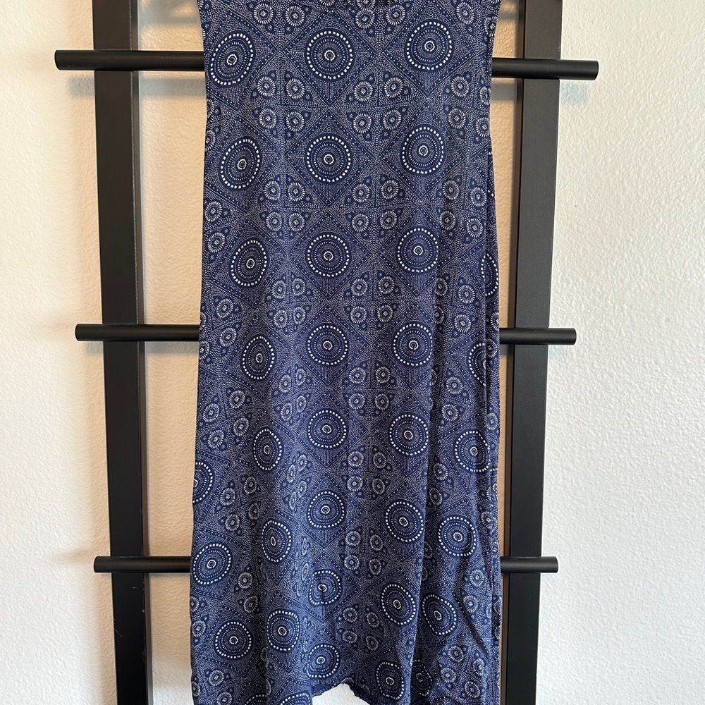 Blue Patterned Sleeveless Dress